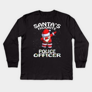 Santas Favorite Police Officer Christmas Kids Long Sleeve T-Shirt